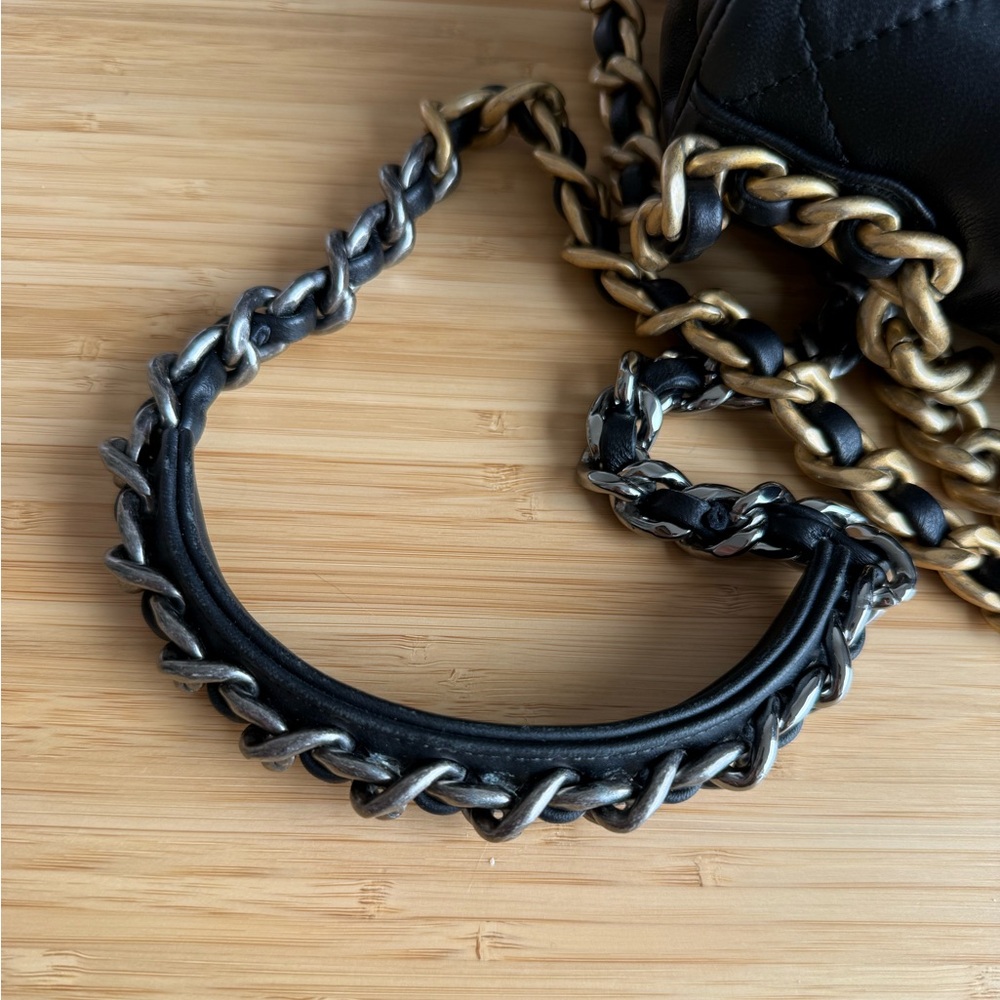 CHANEL Black Lambskin 19 Flap Bag Small Mixed HW - Picture 15 of 16